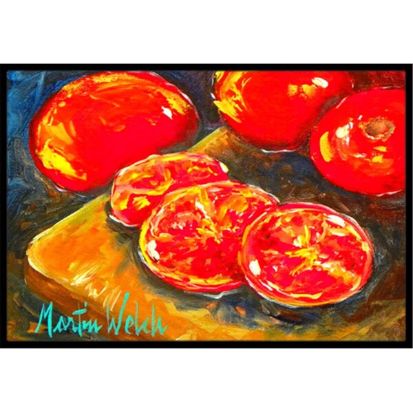 Carolines Treasures 24 x 36 in. Vegetables - Tomatoes Slice It Up Indoor Or Outdoor Doormat MW1099JMAT - main